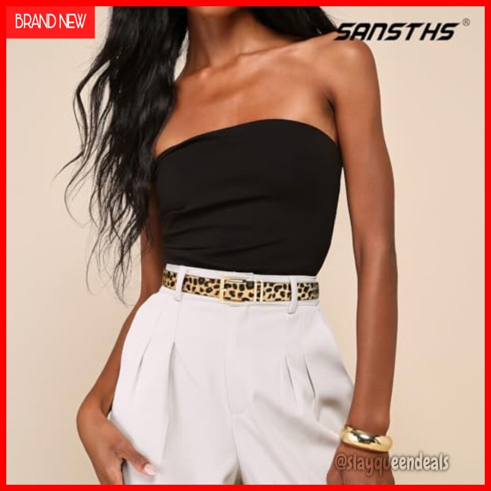 3 Pack Women's Faux Leather Belts Gold Square Buckle 1.1 Inch Wide Sizes 25-57 - Picture 3 of 7